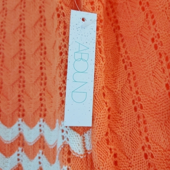 Abound Coral & Ivory Striped Pointelle Knit Sweater - Picture 6 of 8